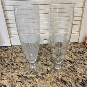 Vintage ARC France Glass Vases Stripes/Dots 9½" 2